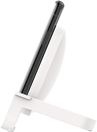 Belkin 10 W Qi-Certified Fast Wireless Charging Stand for i Phone & Samsung – Streamline Your Charging Experience with Effortless Power-Up, Perfect for Video Calls, Music, and More – Includes AC Adapter for Immediate Use – Elegant White Design Enhances Any Space
