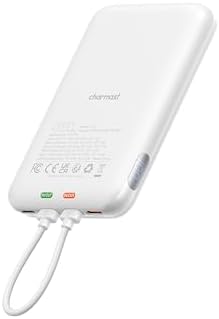 Charmast 10000 m Ah Slim Power Bank – 20 W Fast Charging Portable Charger with Removable Cable for i Phone & Android – Lightweight Hand-Free Battery Pack with Digital Display for Effortless Travel Convenience