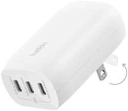 Belkin 3-Port USB C Fast Charger Block – 67 W Power Adapter with Advanced PPS Technology for i Phone 16, Mac Book Pro, Galaxy Devices, Air Pods & Nintendo Switch 2 – Ultra-Fast USB-C PD 3.1 Charger for Efficient Multi-Device Charging – Sleek Compact Design for Travel & Daily Use
