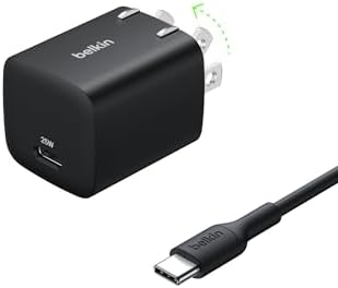 Belkin 25 W Dual USB-C Charger Block with Premium Cable – Ultra-Fast PD3.0 & PPS Charging for i Phone 16, Galaxy S25, Google Pixel 9 & More – Compact Wall Adapter for Ultimate Portability and Device Compatibility