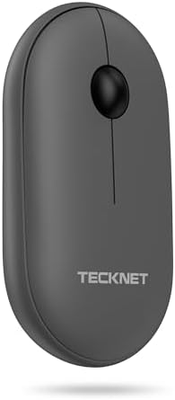 TECKNET Dual Mode Bluetooth Mouse – Compact Portable Wireless Mouse with Silent Clicks for Laptops & Desktops | Seamless Bluetooth 3.0/5.0 & 2.4 GHz USB Connectivity | Ergonomic Design for PC, Chromebook & Mac Users – Sleek Grey Finish for Ultimate Style and Comfort