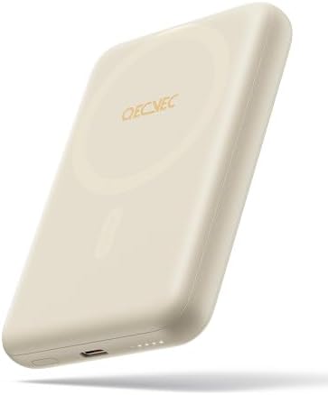 Ultra-Slim 10,000 m Ah Mag Safe Power Bank – 15 W Magnetic Wireless Charger with PD 20 W Fast Charging for i Phone 12-16 Series – Compact Beige Design for Effortless Portability & Simultaneous Dual Device Charging – Includes 22.5 W USB-C Cable for Quick Top-Ups and Hassle-Free Use