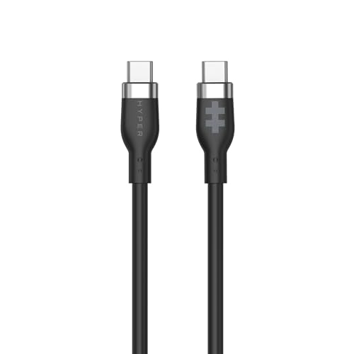 HyperJuice Silicone Charging USBC Cable (1.5m/5ft) w/EcoSmart Silicone Jacket, 60W USB C Charger 3.0 EPR Fast Charge — Tangle-Free USB C Cable 5ft, Withstands 10,000+ Bends (Black) – Enhanced Compatibility and Speed