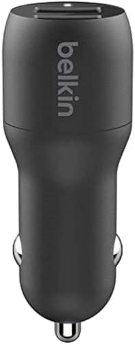 Belkin 24 W Dual USB Car Charger with Lightning Cable – High-Speed Charging Solution for i Phone, Samsung Galaxy, Air Pods & More – Compact and Durable Dual USB-A Power Adapter for Effortless On-the-Go Connectivity – Ultimate Versatility for Multiple Devices