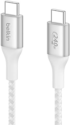 Belkin 6.6 ft USB C to USB C Charging Cable – 240 W Type-C Fast Charger for i Phone 16, Galaxy S25, Pixel 9, Mac Book, i Pad Pro, Chromebook, and Switch Steam Deck – Durable, High-Speed Connection for Enhanced Device Performance – Sleek Black Finish