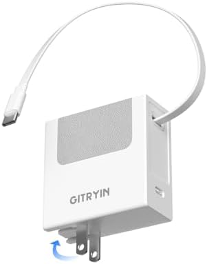 Revolutionary 40 W Fast Charging Portable USB Phone Charger Block with Retractable 31.5-inch Lightning Cable – Compact Wall Adapter with USB-C Port and Foldable Plug for i Phone 14/13/12, Perfect for Travel and Everyday Use