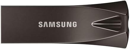 SAMSUNG BAR Plus 128 GB USB 3.1 Flash Drive – Ultra-Fast 400 MB/s Data Transfer, Rugged Metal Design for Maximum Durability, Ideal for Photos, Videos, and Music Storage, Enhanced Compatibility Across Devices, Sleek Titan Grey Finish