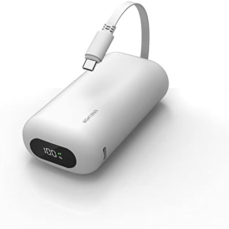 Ultra-Compact 10,000 m Ah Fast Charging Power Bank with Integrated USB-C Cable – Essential Portable Charger for i Phone 15, Samsung Galaxy S23, Note20, and More – LED Display for Easy Battery Monitoring and Enhanced Compatibility