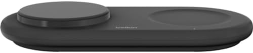 Belkin Boost Charge Pro 2-in-1 Wireless Charger – Qi2 15 W Fast Charging Station for i Phone 16, 15, 14, 13, 12 & Mag Safe Devices – Sleek Black Magnetic Charging Pad for Simultaneous i Phone & Air Pods Power Boost