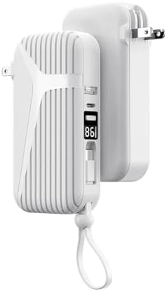 High-Capacity 10,000 m Ah Portable Charger with Built-in Cable & AC Wall Plug – Fast Charging Power Bank for i Phone 16/15/14/13, Samsung, i Pad – LED Display, 4 Outputs & 2 Inputs for Ultimate Travel Convenience