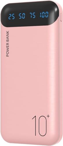 10000 m Ah Slim Portable Power Bank – Fast Charging External Battery Pack with Dual USB 2.4 A Outputs & USB-C Compatibility for i Phone 12-16, Huawei, Samsung Galaxy S20, & Android Tablets – Ideal for Travel and Daily Use