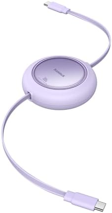 Baseus 100 W Retractable USB-C to USB-C Charging Cable – Versatile 6.6 ft Length with 7 Adjustable Stages for High-Speed Charging of i Phone 16/15 Pro Plus, Mac Book, i Pad Pro, Samsung S24/S23+ – Durable, Tangle-Free Solution for Home and Travel Charging Needs