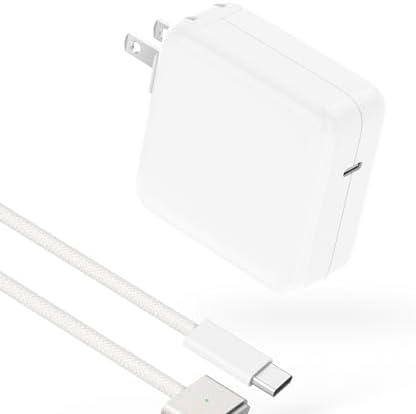 Ultra-Compact USB-C Power Adapter for Mac Book Pro & Air – Rapid Charging with 6.6 FT Braided Cable – Optimized for M1, M2, M3, M4 Compatibility – Premium Quality Midnight Finish – Portable, Durable Laptop Charging Solution for 2021-2025 Models