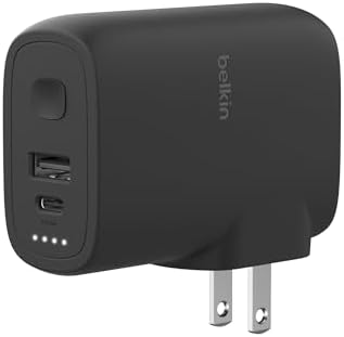 Belkin 2-in-1 Hybrid Power Bank 5,000 m Ah & 25 W Wall Charger – Versatile Dual-Port Fast Charging Solution with USB-C & USB-A for Effortless Travel – Sleek Black Design for Optimal Device Compatibility and Convenience