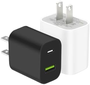 20 W Dual Port USB C Charger Block – Fast Charging Power Adapter (2-Pack) for i Phone 14/13/12/11, i Pad, Samsung & More – Compact, Reliable, and Efficient Wall Charger for All Your Devices