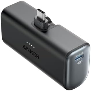 ANKER i Phone 16 Nano Power Bank – 5,000 m Ah Portable Charger with Built-in USB-C Connector for Fast Charging – Compatible with i Phone 16/15, Samsung S22/S23, i Pad Pro/Air, Air Pods & More – Ultra-Compact Design for On-the-Go Power Solutions