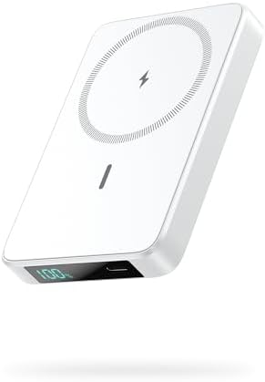 Ultra-Slim Magnetic Portable Charger 10800 m Ah Power Bank with LCD Display – Fast 20 W PD USB-C Input/Output, Wireless Charging for Mag Safe-Compatible i Phones Including 16/15/14/13 Series – Lightweight Travel Essential for On-the-Go Power