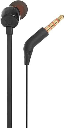 Transform Your Listening Journey with JBL Tune 110 Wired In-Ear Headphones – Exceptional Sound Clarity, Comfortable Fit, and Elegant Black Velvet Storage Pouch for Seamless Compatibility with i Phones & Android Devices Featuring 3.5 mm Port – Ideal for Music Enthusiasts and Active Lifestyles