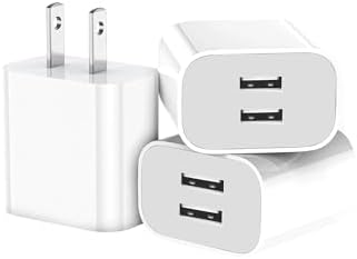 3-Pack Dual Port USB Wall Charger – Rapid Charge Block for i Phone 14/13/12/11 Pro/Max, Galaxy & Android Devices – Compact Travel Adapter with Advanced Safety Features for Home & On-the-Go Power Solutions
