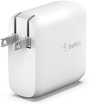 Belkin 68 W Dual Port USB-C Charger Block – Ga N Fast Charger for i Phone 16, Samsung Galaxy S25, Mac Book Pro & More – Superior Power Delivery, Compact Design & Enhanced Safety Features for On-the-Go Charging Efficiency