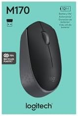 Logitech M170 Wireless Mouse – Ultra-Responsive Optical Tracking, Ambidextrous Design for All Users, 2.4 GHz USB Mini Receiver, 12-Month Battery Life, Perfect for PC, Mac & Laptop – Elevate Your Productivity with Seamless Wireless Freedom