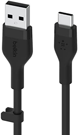 Belkin Boost Charge Flex Silicone USB-A to USB-C Charging Cable (2 M/6.6 ft) – Fast Data Transfer & Durable Design for i Phone 16, Galaxy S25, Pixel 9 & More with Convenient Cable Clip – Tangle-Resistant Flexibility for Ultimate Compatibility and Performance
