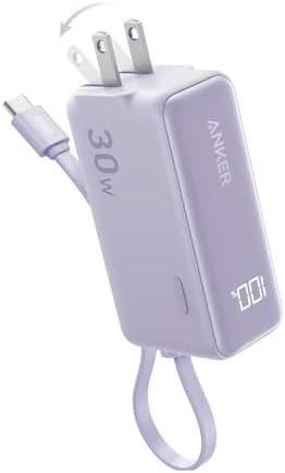 ANKER 3-in-1 Portable Power Bank with USB-C Charger Block – 5,000 m Ah Fast Charging Battery Pack with Built-in Cable and Foldable AC Plug for i Phone 15, Galaxy, Mac Book – Ultra-Compact Design for Ultimate Convenience and Speed