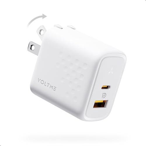 VOLTME 45 W Ga N PPS Fast Charger – Dual Port USB-C & USB-A, Ultra Compact & Foldable Design for i Phone 14/15/16 & Galaxy S22/S23/S24 – High-Speed Charging with Advanced Safety Features for Laptops, Tablets, and More – Ultimate Travel Companion for Modern Devices
