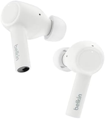 Belkin Sound Form™ Pulse Wireless Noise Cancelling Earbuds – Premium Bluetooth Headphones with IPX5 Water Resistance, Enhanced Dual Microphone Clarity, Ergonomically Designed for Ultimate Comfort, and Convenient Wireless Charging Case – Ideal for i Phone & Samsung Users, Sleek Black Finish