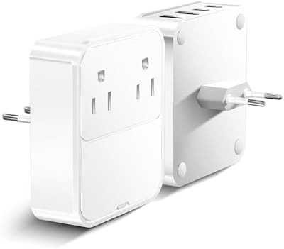 Compact European Travel Adapter with 30 W USB-C Quick Charge – Dual AC Outlets & Versatile USB Ports for Effortless Device Connectivity in Germany, Spain, Italy, France – Ultimate Power Solution for Global Explorers and Business Travelers