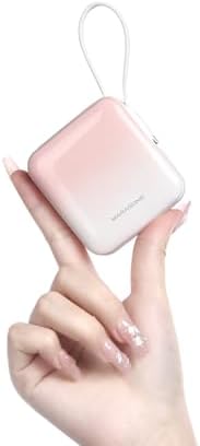 Ultra-Compact 10,000 m Ah Mini Power Bank – Fast Charging 20 W Dual Device Charger with Built-In Cables for i Phone, Samsung, Google & More – Perfect Travel Companion for On-the-Go Power Needs