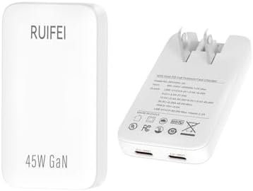 Rapid Charge 45 W Dual-Port USB-C Travel Wall Charger – Efficient, Compact Power Adapter with Power Delivery 3.0 for i Phone 16/15, i Pad Air, Galaxy S24/S23 – Ultimate Solution for Quick Dual Device Charging on the Go