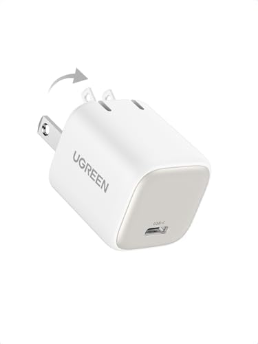 Ultra-Fast UGREEN 30 W USB C Charger – Foldable Ga N Power Adapter for i Phone 16/15/14/13 & Galaxy S25/S24/S23 – Compact Wall Charger with Programmable Power Supply for Optimal Charging Performance – Perfect for Travel & Everyday Use