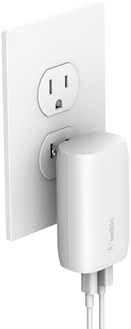 Belkin 32 W USB-C Wall Charger with 20 W USB-C & 12 W USB-A Ports – Fast Charging Power Delivery Adapter with 6-Foot USB-C Cable for Ultimate Device Compatibility – Compact Travel Essential for Home and Office Use