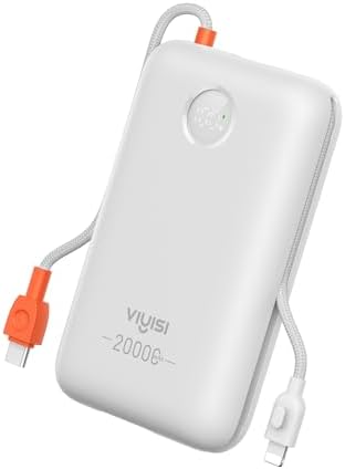 High-Capacity 20000 m Ah Portable Charger with Built-in Cables – 30 W Fast Charging Power Bank Featuring LED Display for i Phone, Samsung, i Pad & Android Devices – Ideal Travel Companion for On-the-Go Charging Solutions