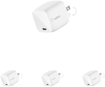 Belkin 30 W USB-C Fast Charger Block with USB-C to C Cable – Ultra-Fast Power Delivery 3.0 for i Phone 16, Samsung Galaxy S25, Google Pixel, Nintendo Switch 2 & More – Sleek White Design for Optimal Travel Convenience – PPS & USB-IF Certified for Reliable Charging Performance – Enhance Your Device’s Lifespan with Smart Power Regulation