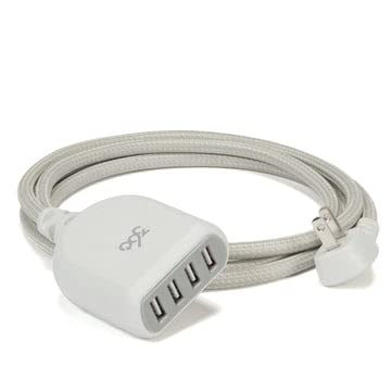 Transform Your Charging Routine with the 360 Electrical Habitat 4.8 A 6 ft USB Extension Cord – Versatile 4-Port Power Hub Ideal for i Phone, Android Devices, and Tablets – Stylishly Braided in Eye-Catching Poppy Fields – Fast Charging Capabilities with Superior Device Compatibility for an Organized, Tangle-Free Setup