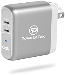 Powerlot Zero 68 W Dual USB-C Wall Charger – Fast Charging Ga N Adapter with 60 W & 18 W Outputs for Mac Book Pro, Dell Laptops, i Phone 14/13 Pro Max Plus, and i Pad Pro – Compact & Foldable Design for Ultimate Portability and Safety Features