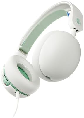 Skullcandy Grom Kids Over-Ear Headphones in Seafoam – Safe Volume-Limiting Sound for Young Ears, Ergonomic Foldable Design for Hassle-Free Travel, Built-in Mic for Gaming & Calls, Perfect for Ages 6+