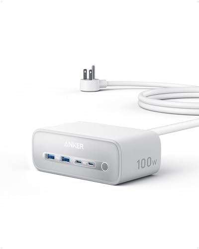 Anker Nano 100 W 7-in-1 USB C Charging Station – Ultimate Power Hub for i Phone 16/15/14 & Mac Book Air/Pro | 3 AC Outlets, 2 USB A, 2 USB C Ports | 5 ft Slim Cord for Flexible Setup | Power Delivery Technology for Rapid Charging | Sleek Black Desktop Accessory for Home & Office Efficiency