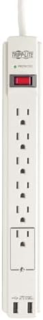 Tripp Lite 6-Outlet Surge Protector Power Strip with 6 ft Cord – 900 Joules of Protection for Home Office & Entertainment Systems, Versatile Connectivity, and Enhanced Safety Features
