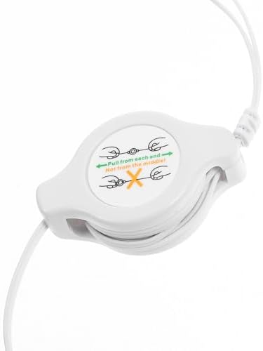 Retractable Wired Earbuds by ULTECHNOVO – Innovative In-Ear Headphones with Tangle-Free Storage, 3.5 mm Compatibility, and Customizable Length for Enhanced Sound Experience and Portability (White)