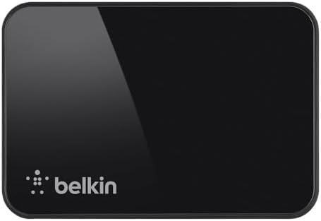 Belkin 4-Port USB 3.0 Hub – Super Speed Powered Adapter for Seamless Data Transfer & Fast Charging – Ideal Companion for Laptops, Printers, i Phone Chargers & Storage Devices – Compact Black Design for Enhanced Portability and Performance