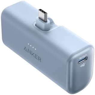 ANKER i Phone 16 Nano Power Bank – 5,000 m Ah Portable Charger with Built-in USB-C Connector for Fast Charging – Compatible with i Phone 16/15, Samsung S22/S23, i Pad Pro/Air, Air Pods & More – Ultra-Compact Design for On-the-Go Power Solutions