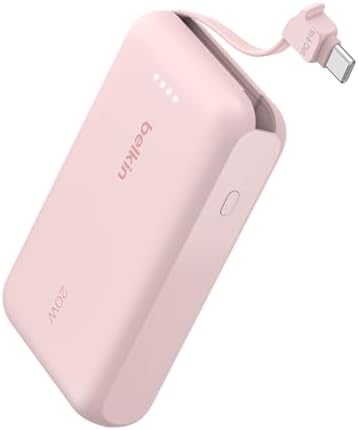 Belkin 10,000 m Ah Portable Charger Power Bank with Integrated Lightning & USB-C Cables – Fast Charging Solution for i Phone 16, 15, 14, Galaxy S25, Pixel 9 – Compact Travel Essential in Sleek Black – Ultimate Device Compatibility and Efficiency