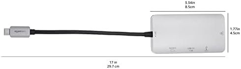 Discover Enhanced Connectivity with the Amazon Basics 4-in-1 USB C Adapter – HDMI, Ethernet, USB 3.0, and 100 W Power Delivery, Compact Gray Hub for Seamless Device Integration and High-Speed Performance