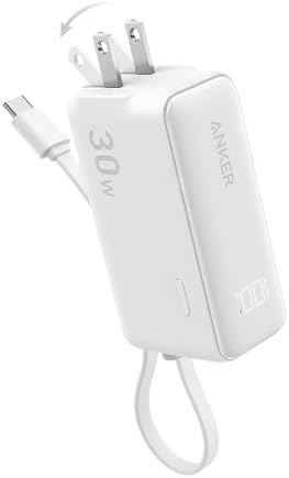 ANKER 3-in-1 Portable Power Bank with USB-C Charger Block – 5,000 m Ah Fast Charging Battery Pack with Built-in Cable and Foldable AC Plug for i Phone 15, Galaxy, Mac Book – Ultra-Compact Design for Ultimate Convenience and Speed