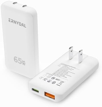 65 W Dual-Port USB-C Wall Charger with Foldable Plug – Ultimate Travel Companion for Mac Book, i Phone, Galaxy & More – Fast Charging Adapter for Enhanced Device Compatibility and Portability