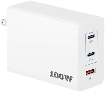 Ultra-Fast 100 W USB-C Charger with 3 Ports – Compact Ga N Wall Charger for i Phone 16/15, Mac Book Pro/Air, i Pad Pro, Google Pixelbook & Galaxy S25/S24/S23 – Unmatched Speed & Universal Compatibility for All Your Devices