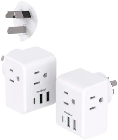 Ultimate European Travel Plug Adapter Set – Dual Pack Universal Power Converter with 3 AC Outlets and 3 USB Charging Ports (including USB-C) for Efficient Power Solutions in Italy, Spain, France, Germany, and Iceland – Essential Accessory for Global Travelers Seeking Versatile Compatibility and Rapid Charging Efficiency